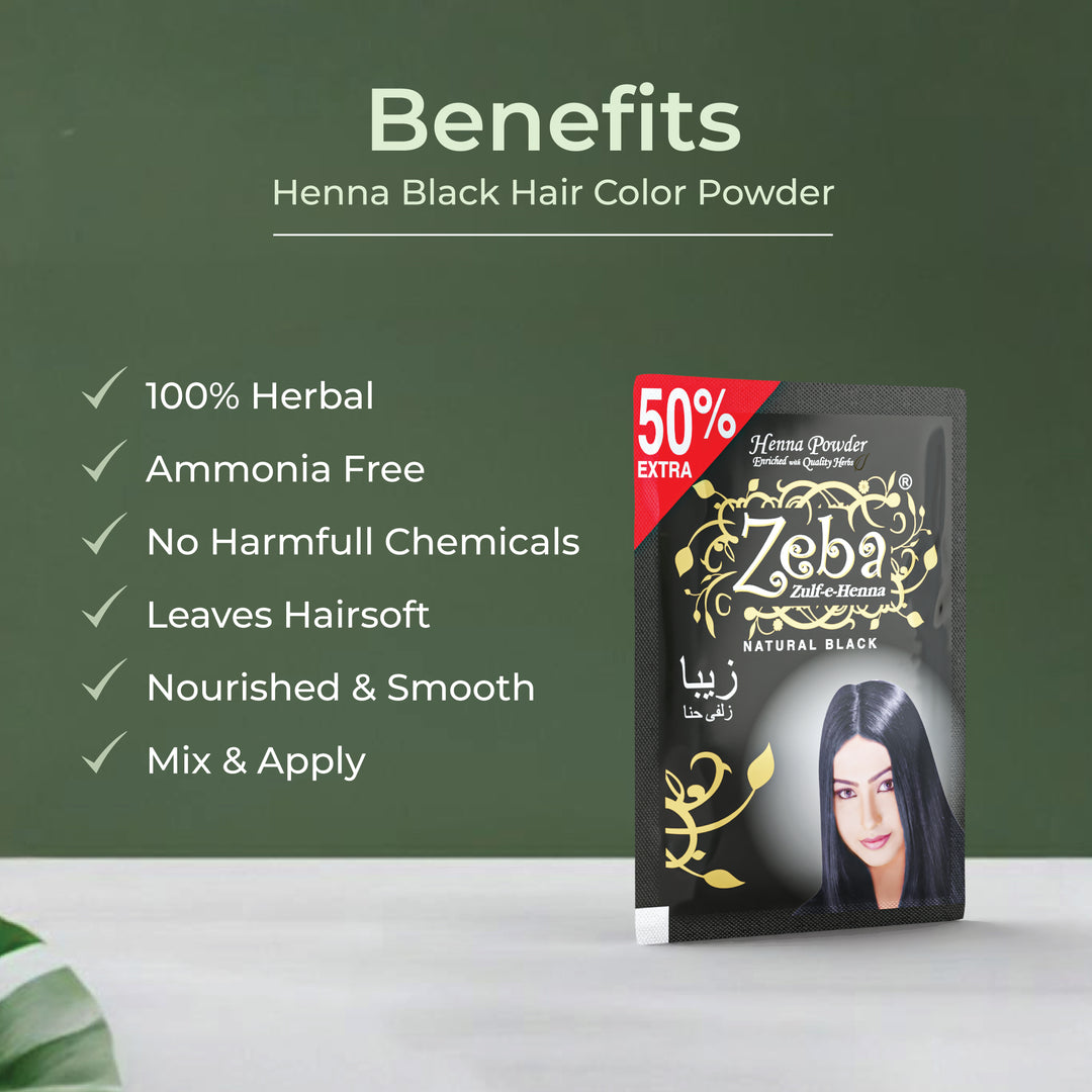 Zeba Zulf-e-Henna Hair Color Powder Black